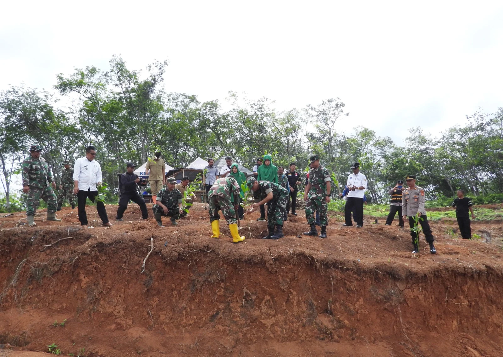 Dandim 0613/Ciamis Bersama Pentahelix Dan Masyarakat Lakukan Serbuan Penanaman Pohon di Lahan Kritis