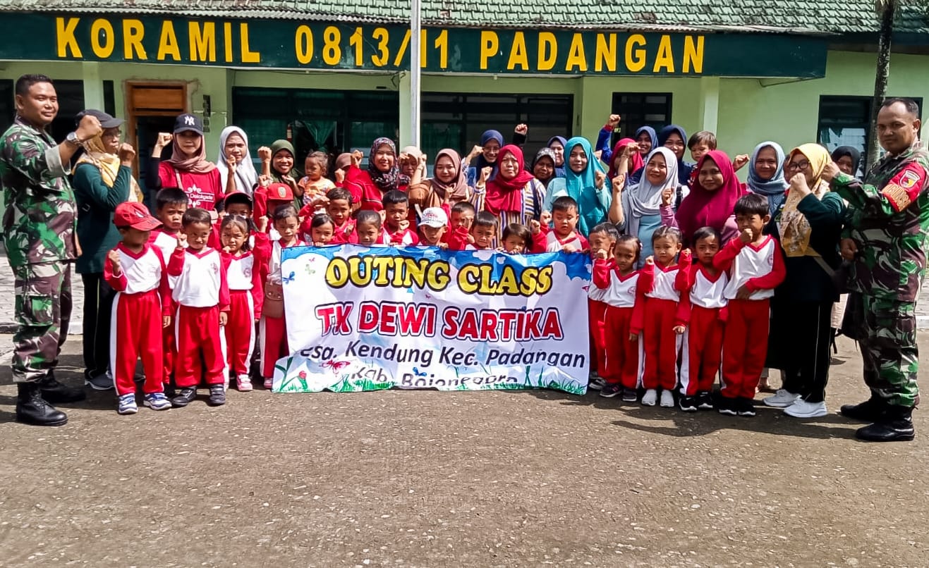 Outing Class, Siswa TK Dewi Sartika Desa Kendung sambangi Koramil Padangan Bojonegoro