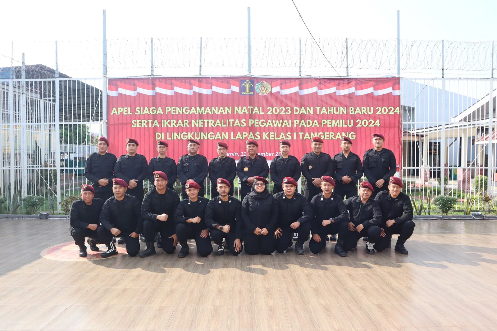 Lapas Kelas l Tangerang Laksanakan Apel Persiapan Pelaksanaan Nataru dan Ikrar Netralitas Menyongsong Pemilu 2024