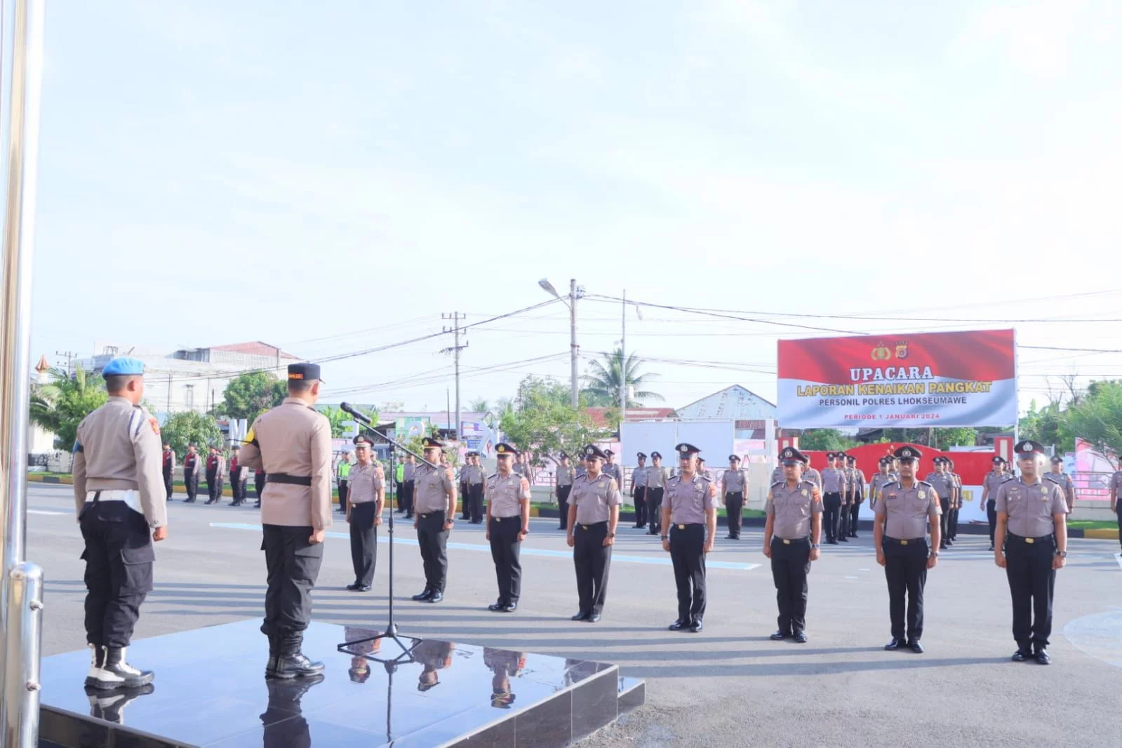 Polres Lhokseumawe Gelar Upacara Laporan Kenaikan Pangkat