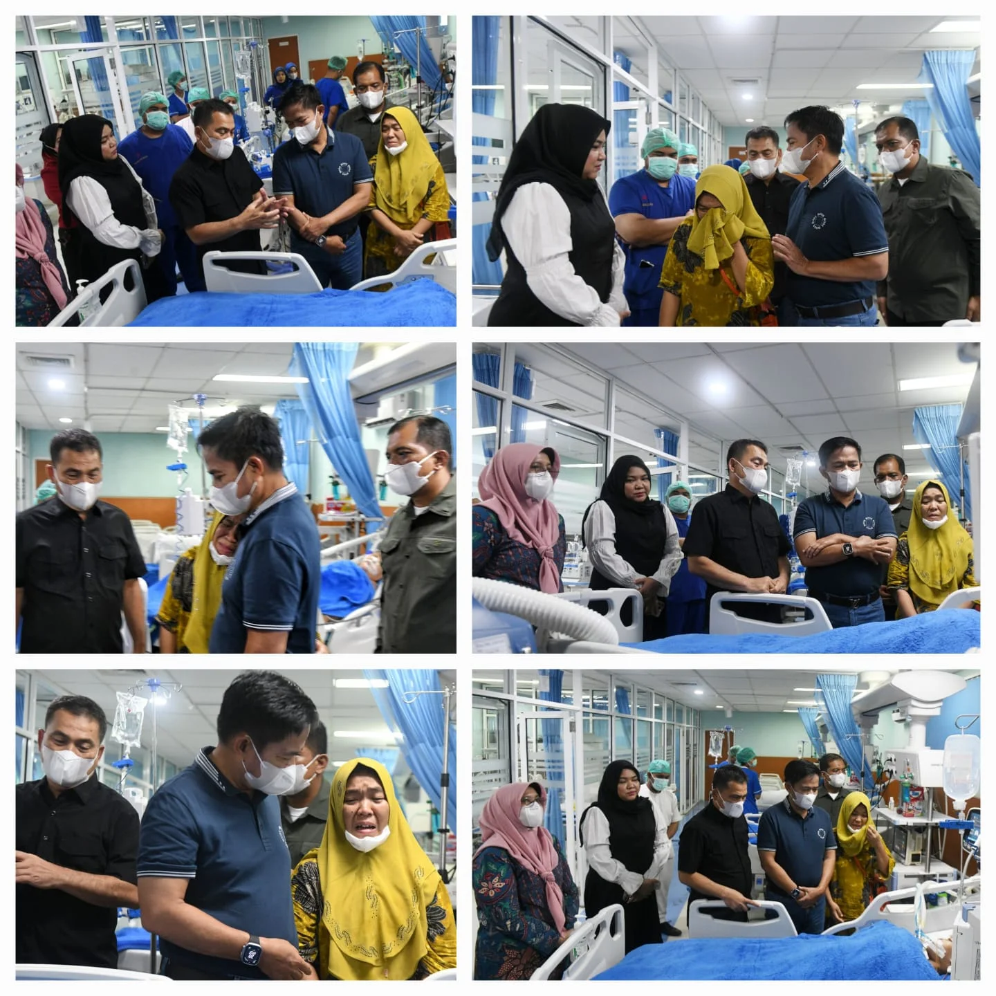 FOTO : PJ GUBERNUR PEDULI PASIEN KURANG MAMPU Pj Gubernur Sumatera Utara (Sumut) Hasanudin didampingi Kadis Kesehatan Sumut Alwi Mujahit Hasibuan, Kepala Rumah Sakit Haji Medan Rehulina Ginting, serta Kepala Biro Umum Dedi Harahap, menjenguk pasien kurang mampu asal Sidimpuan Sakira Nayla Lubis (6 tahun) di Rumah Sakit Mitra Sejati Jalan A. H. Nasution nomor 7, Medan, Minggu (4/2). Sakira Nayla Lubis menjalani operasi tulang kepala yang retak di Rumah Sakit Mitra Sejati, Kota Medan, Sabtu (3/2) malam. Diskominfo Sumut / Fahmi Aulia