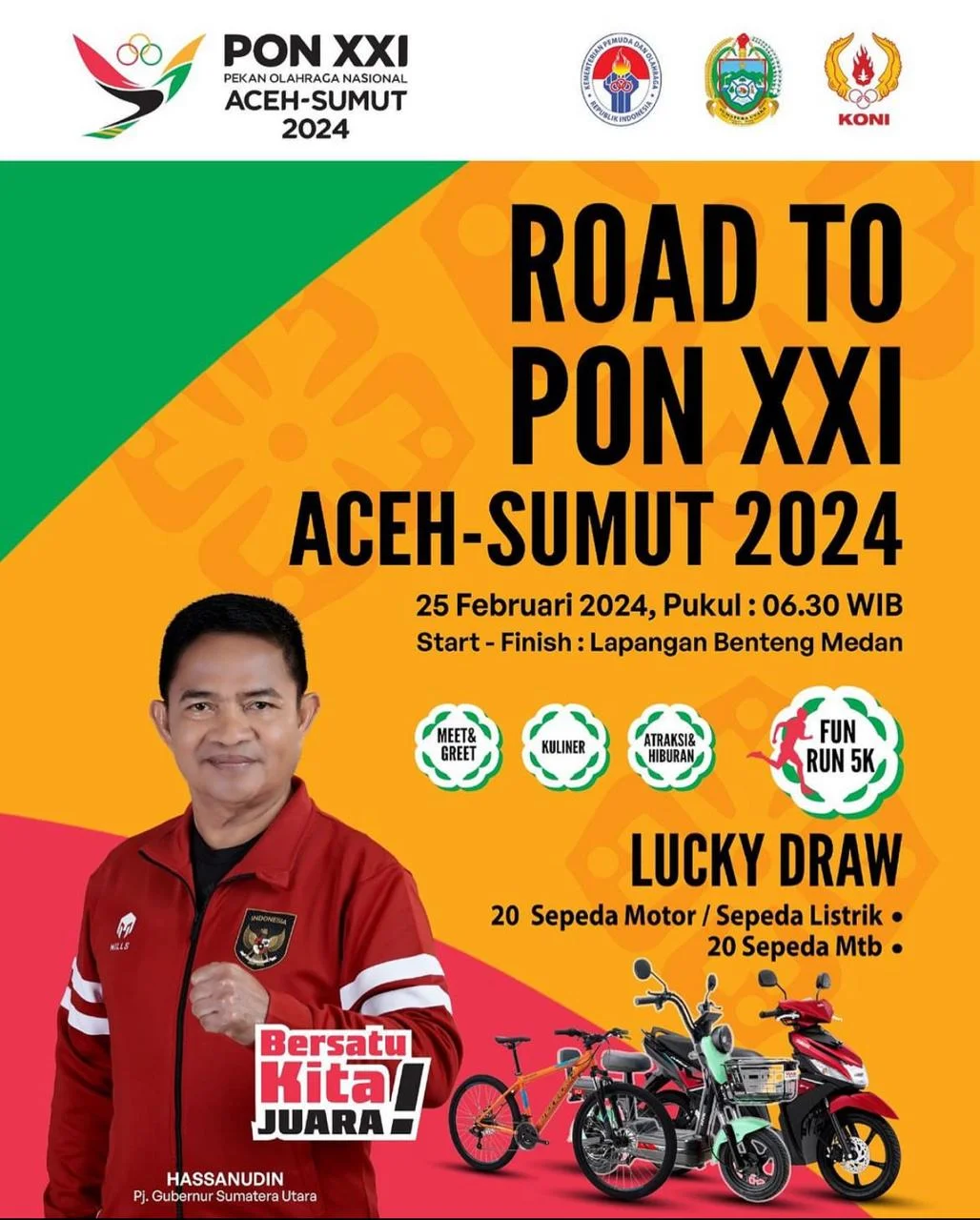 Gelorakan Semangat PON 2024 Sumut - Aceh, Pemprovsu Gelar Fun Run Diikuti 10 Ribu Peserta