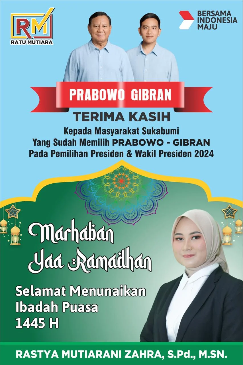 Jelang Ramadhan Tokoh Pendidikan Milenial Rastya Mutiara Zahra S.Pd., M.Sn Ucapak Selamat Beribadah Puasa dan Terimakasih Kepada Warga Sukabumi yang Telah Memilih Prabowo Gibran