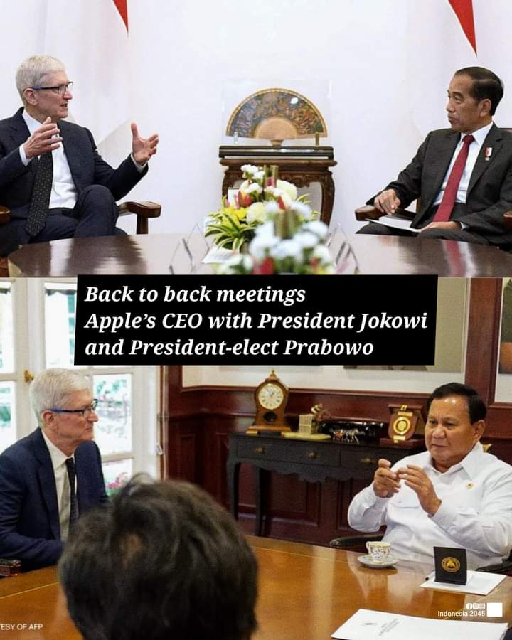 CEO Apple Bertemu Presiden Jokowi dan Prabowo Subianto Hari Ini