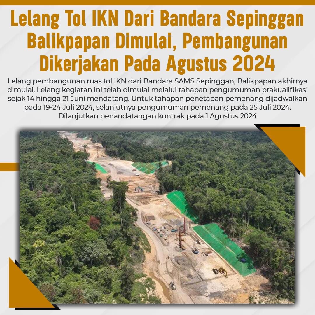 Lelang Tol IKN Dari Bandara Sepinggan Balikpapan Dimulai, Pembangunan Dikerjakan Pada Agustus 2024