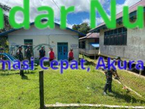 Satgas Pamtas RI-Mly Yonzipur 5/ABW Bersama Masyarakat Gelar Karya Bhakti Lingkungan Kelompok Belajar Paud