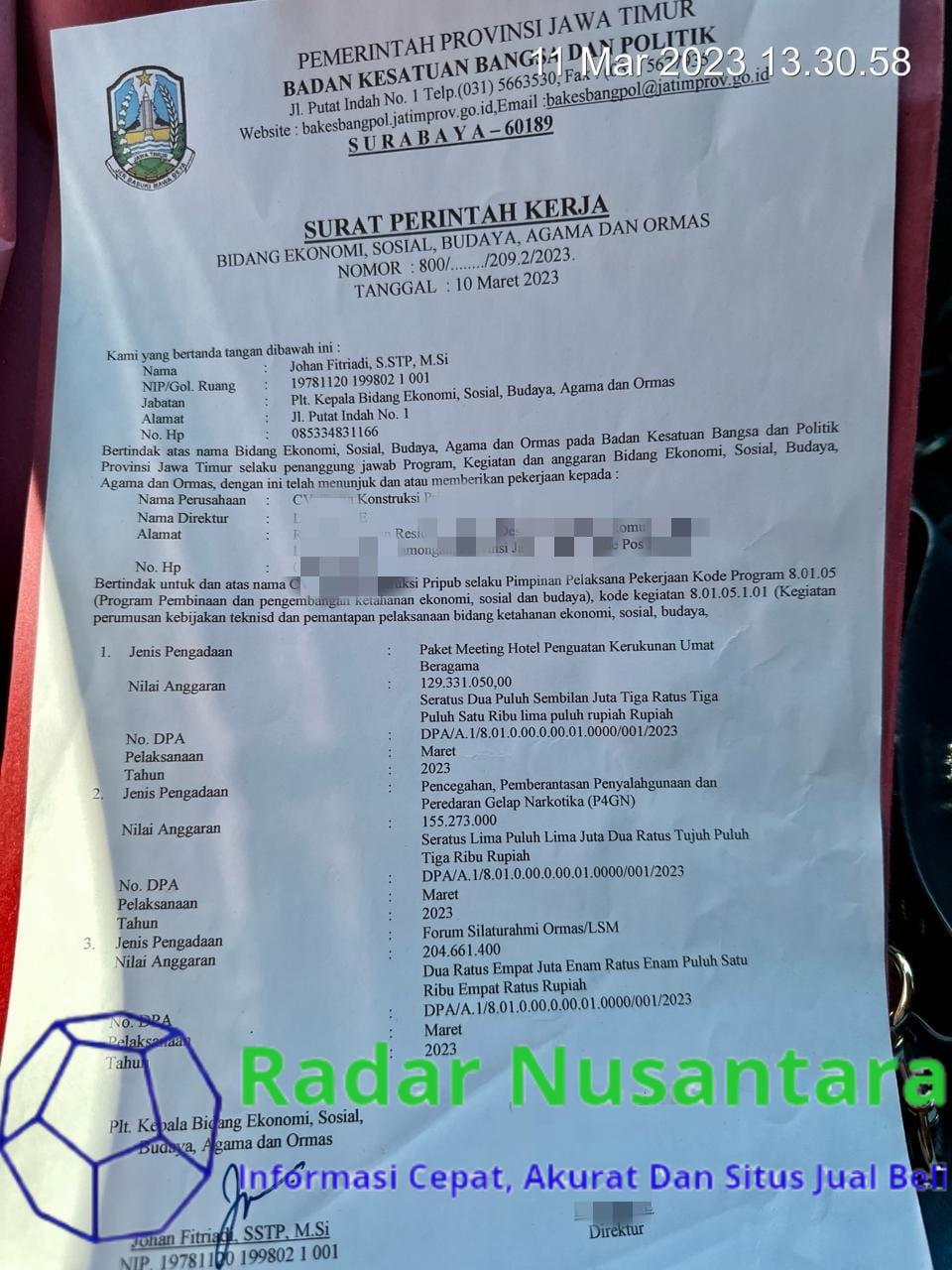 Tipu Rekanan Rp 100 Juta, Mantan Oknum Kabid Bakesbangpol Jawa Timur Dilaporkan Ke Gubernur