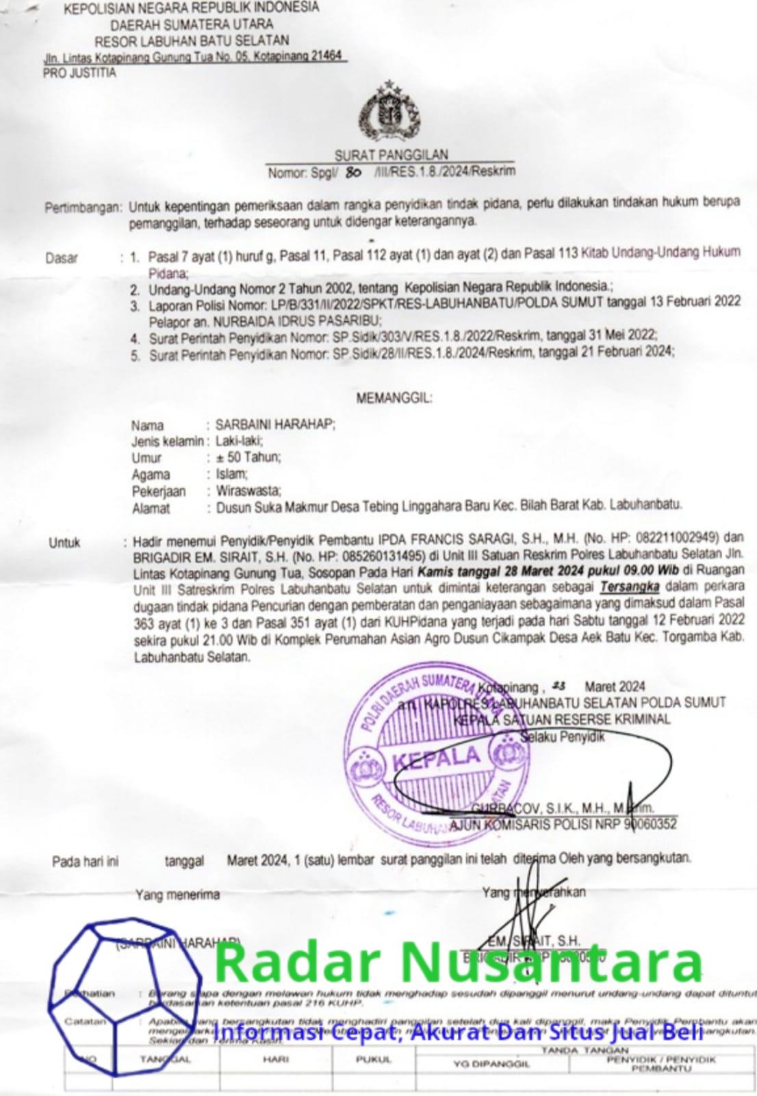 Dua Tahun Mengendap, Nurbaidah Minta Berkas Tersangka Sarbaini Harahap Segera di P21 ke Jaksa