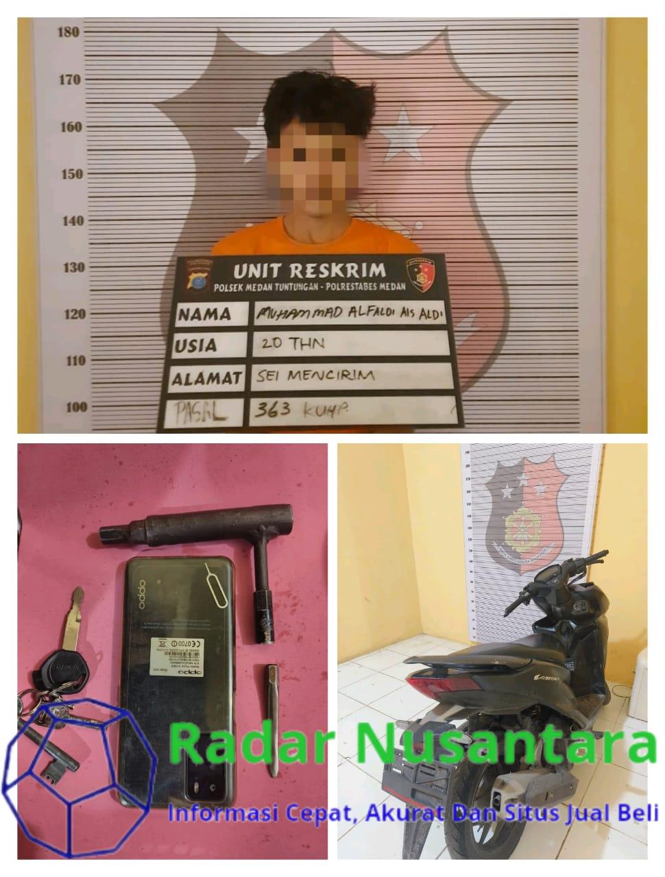 Pelaku Curanmor Berhasil Diciduk Kanit Reskrim Polsek Medan Tuntungan, Barang Bukti dan Kunci T Berhasil Diamankan