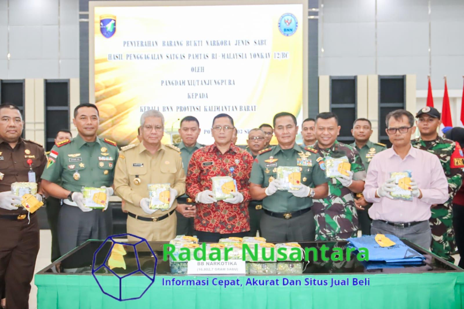 Sabu Seberat 16,8 Kilogram Kembali Diserahkan Pangdam XII/Tpr Kepada Kepala BNNP Kalbar