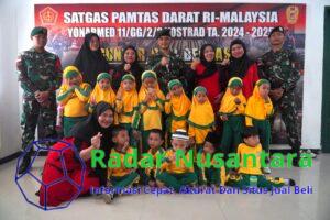Anak PAUD Al-Ikhlas Menyerbu Kotis Satgas Pamtas Yonarmed 11 Kostrad di Nunukan