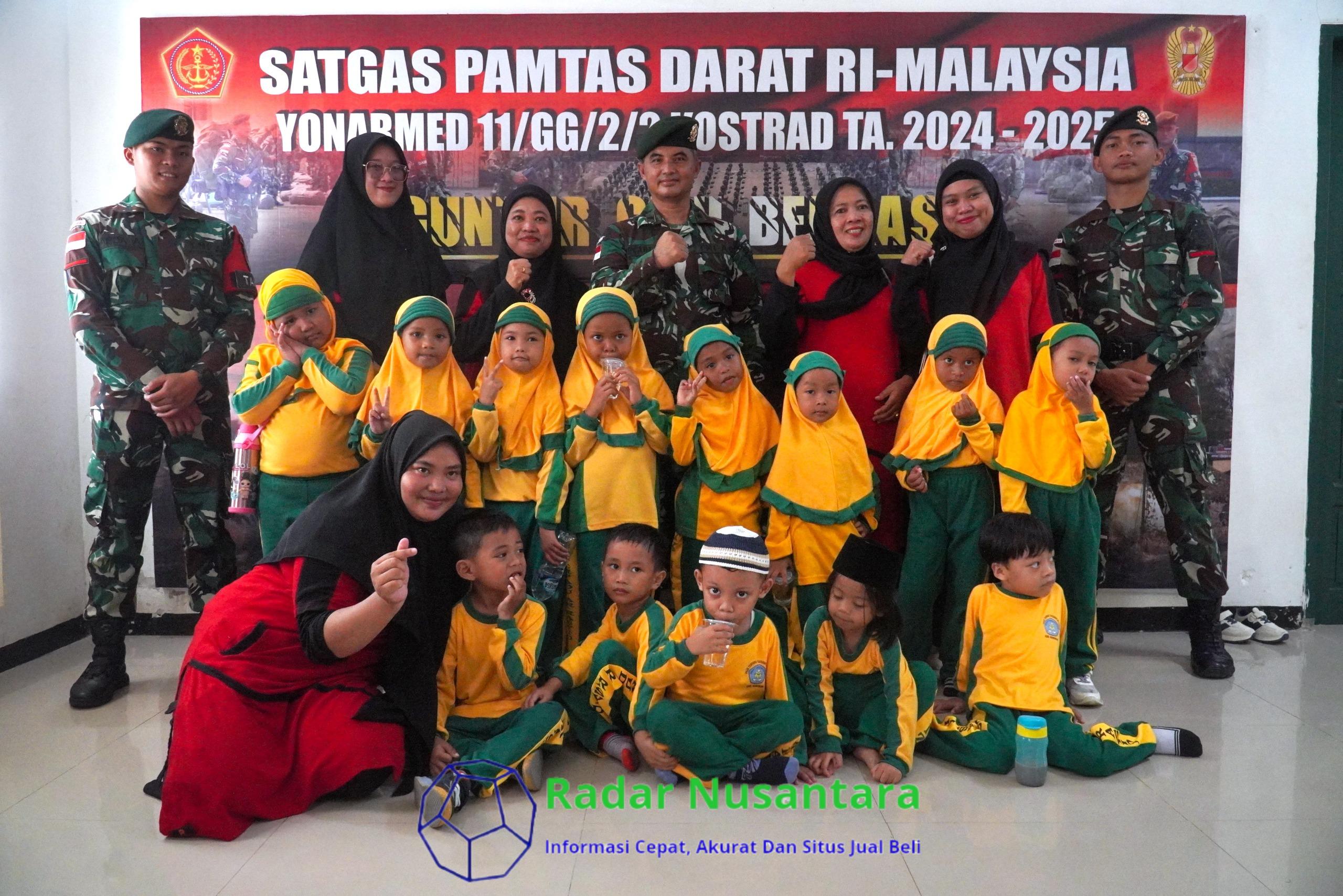 Anak PAUD Al-Ikhlas Menyerbu Kotis Satgas Pamtas Yonarmed 11 Kostrad di Nunukan
