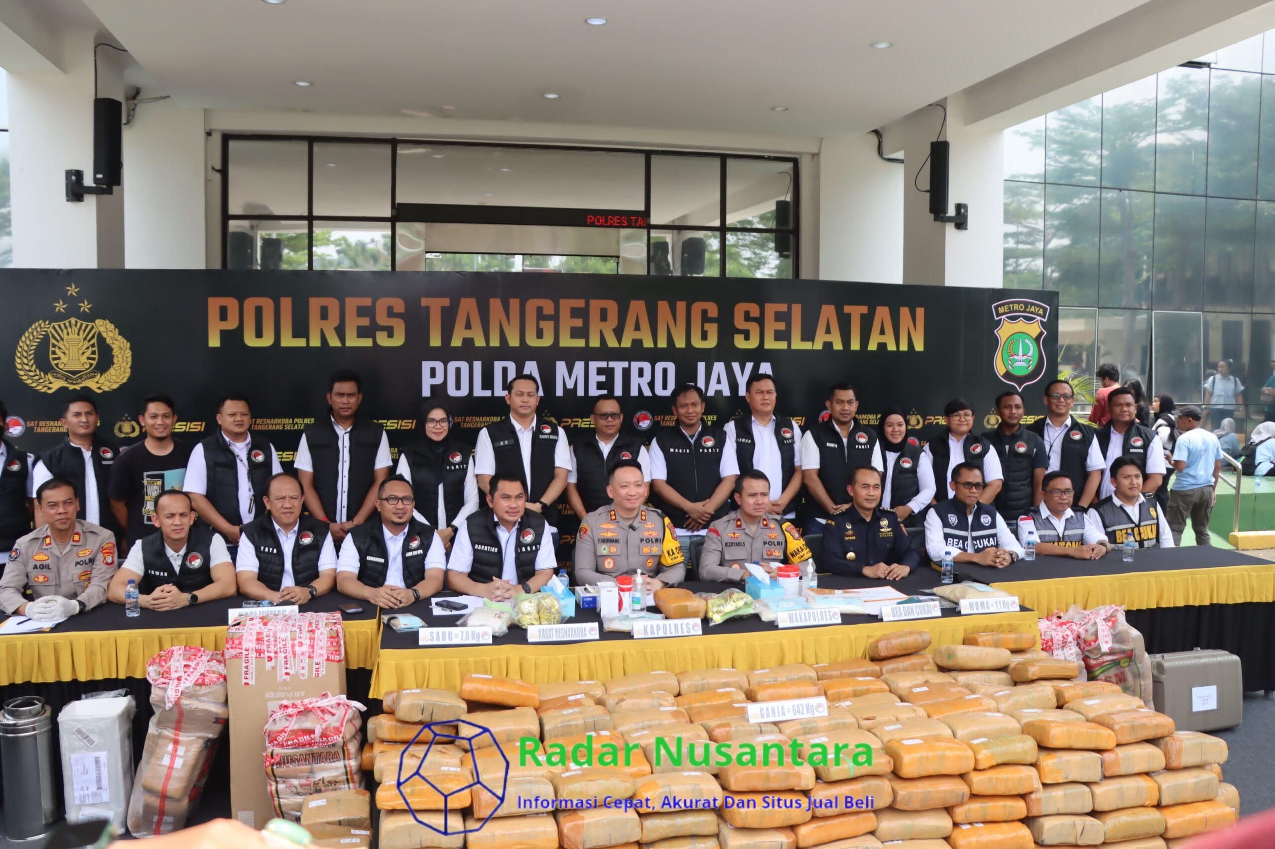 Ungkap Penyalahgunaan Narkotika, Polres Tangsel Sita 642 Kg Ganja, 7,8 Kg Sabu dan 1,1 Kg MDMA
