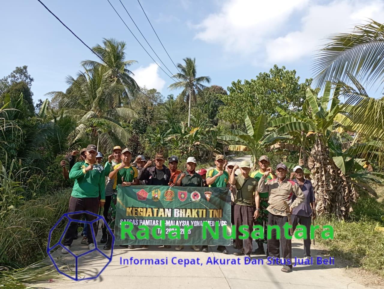 Wujudkan Lingkungan Bersih dan Tertata, Satgas Pamtas Yonarmed 11 Kostrad Gelar Karya Bakti