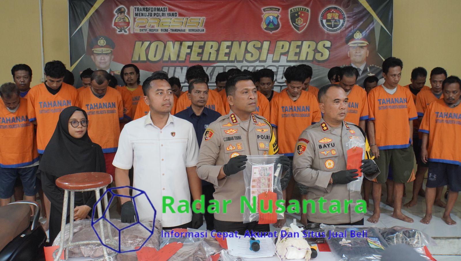 Polresta Sidoarjo Ungkap 53 Kasus Perjudian dan Ringkus 56 Tersangka