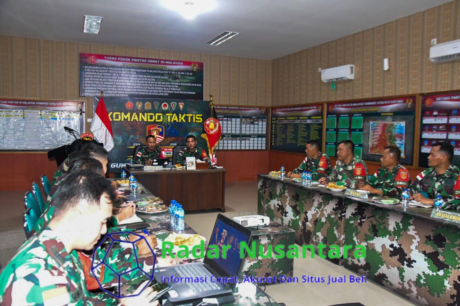 Komandan Satgas Pamtas Yonarmed 11 Kostrad Gelar Rapat Evaluasi Kinerja Selama 3 Bulan
