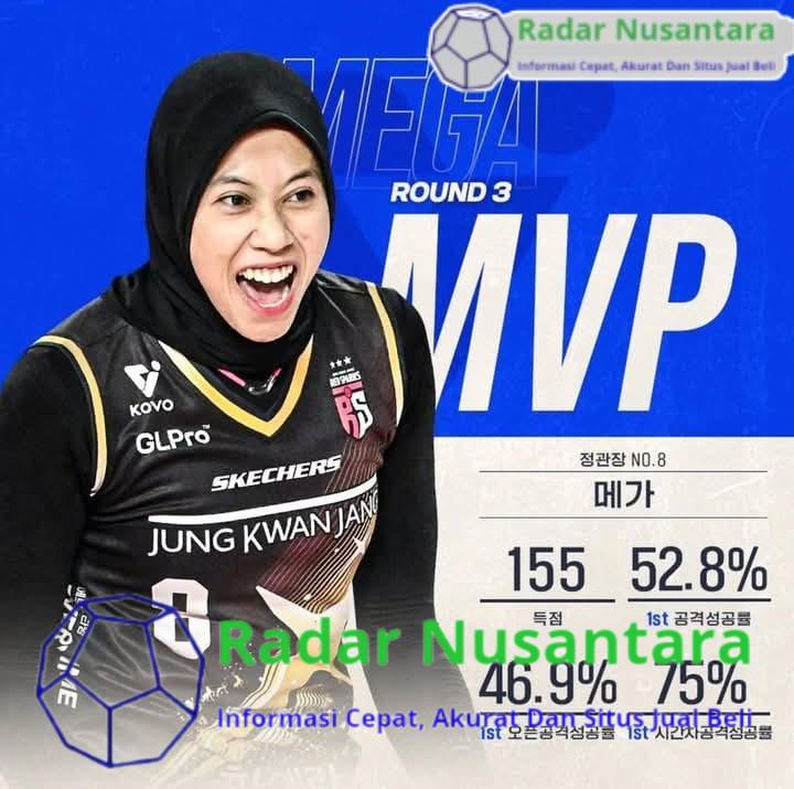 Megawati Hangesti Pertiwi berhasil menjadi MVP Putaran 3 Liga bola voli Korea Selatan musim 2024/2025