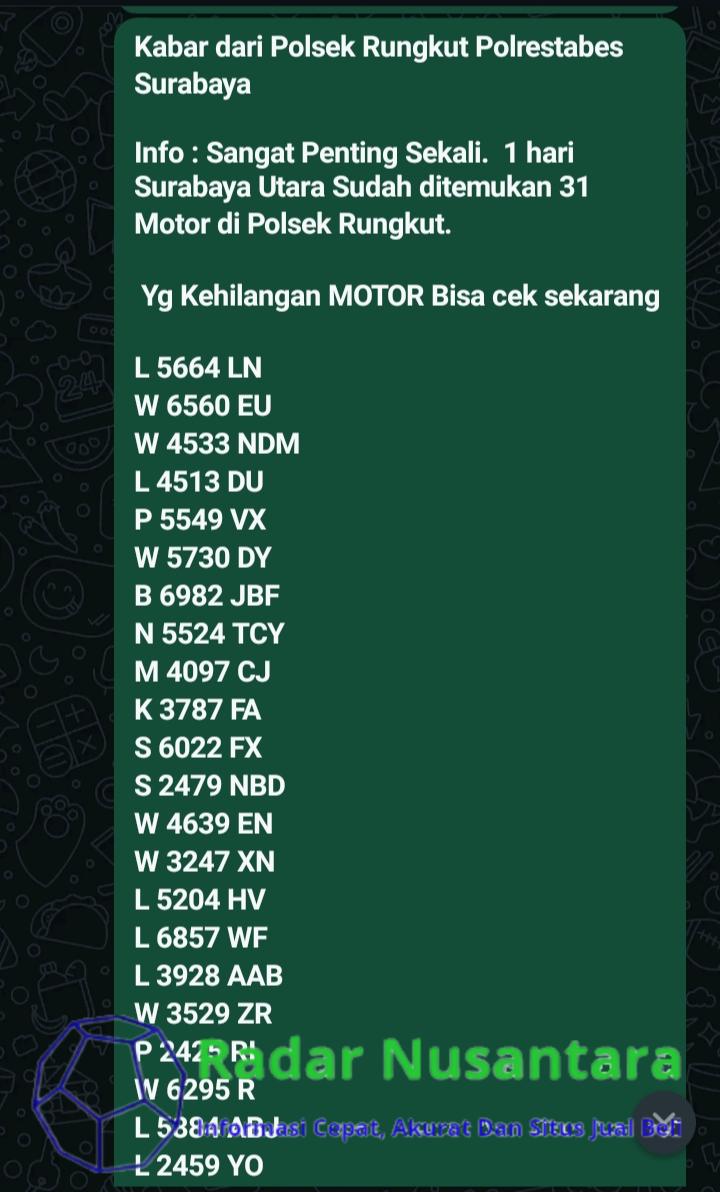 Beredar Kembali Hoax Polsek Rungkut Temukan Puluhan Motor Curian