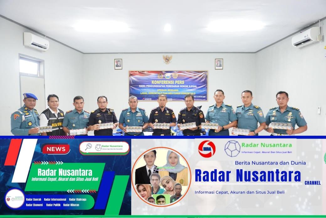 Bersinergi Dengan Bea Cukai, Lanal Gorontalo Koarmada II Sukses Gagalkan Peredaran Rokok Ilegal Tanpa Cukai