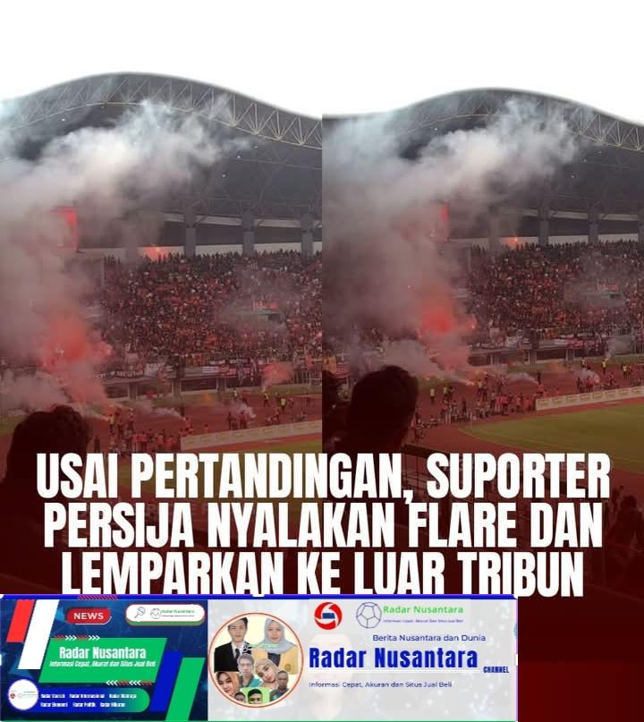 Usai Pertandingan, Suporter Persija Nyalakan Flare dan Lemparkan ke Luar Tribun