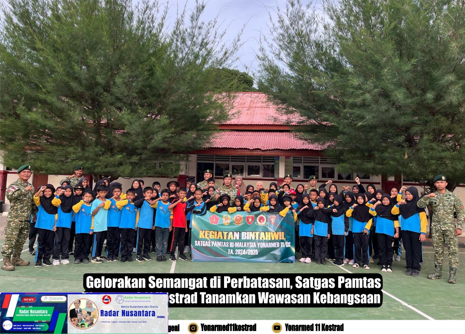 Gelorakan Semangat di Perbatasan, Satgas Pamtas Yonarmed 11 Kostrad Tanamkan Wawasan Kebangsaan