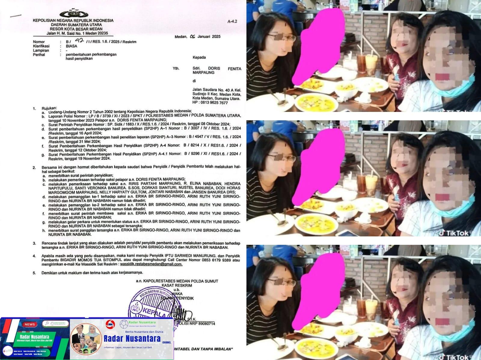 Arini Ruth Yuni br Siringoringo dan Erika br Siringoringo masih berkeliaran bebas sebagai tersangka