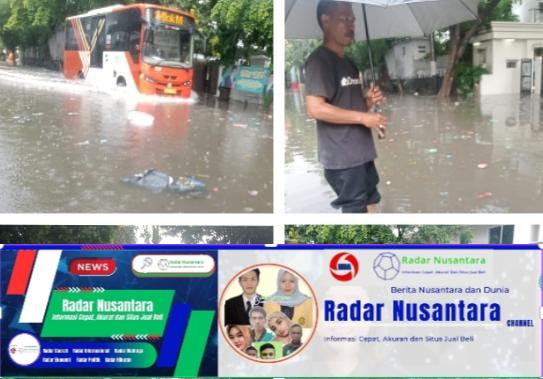 Viral … Banjir Menggenangi Jalan Srengseng Raya Kembangan Jakarta Barat