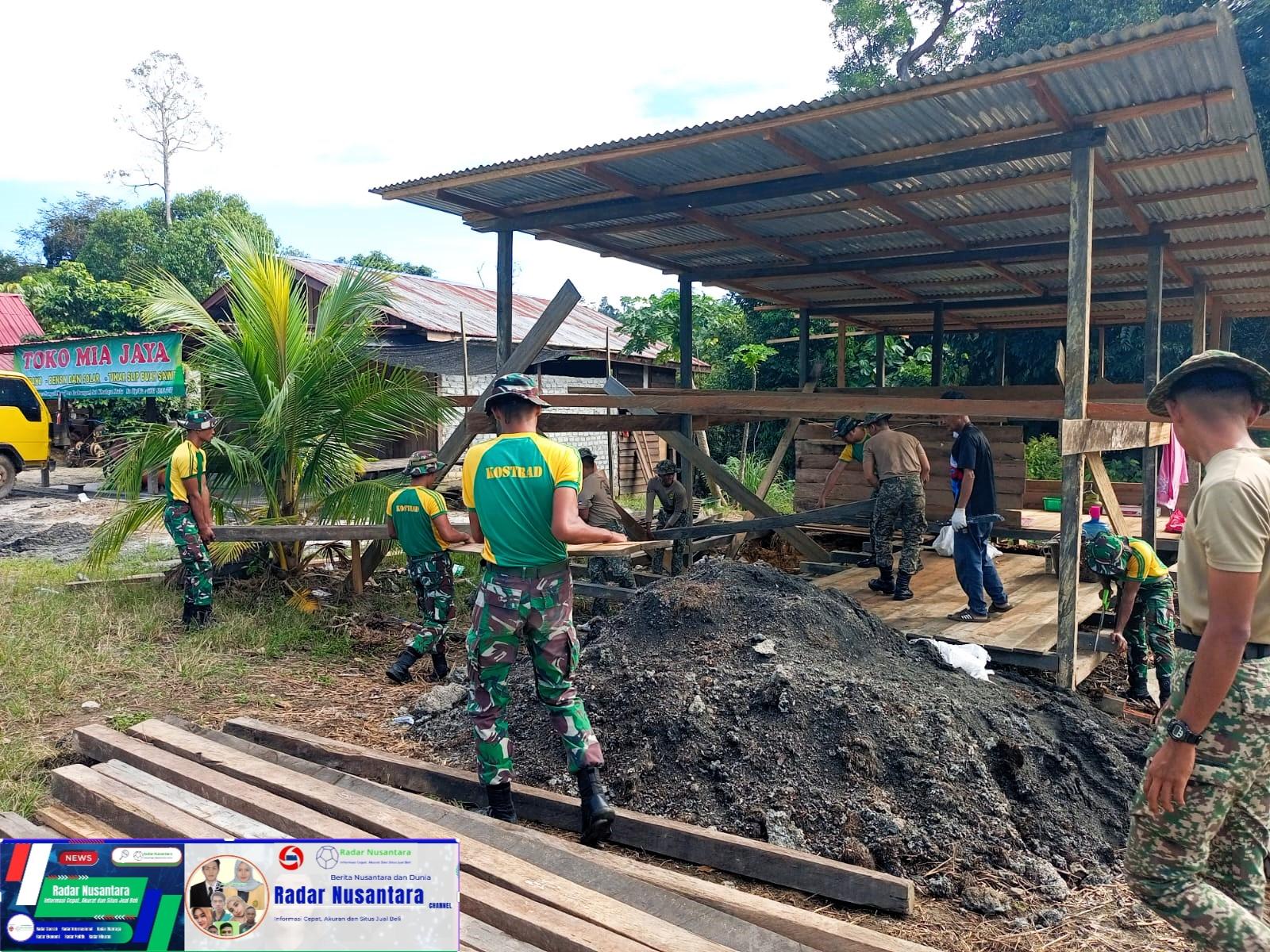 Satgas Pamtas Yonarmed 11 Kostrad Hadir di Tengah Masyarakat Perbatasan