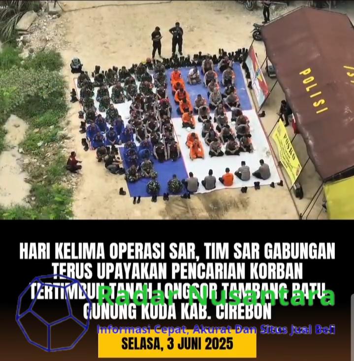 Hari Kelima Operasi SAR, Tim SAR Gabungan Terus Upayakan Pencarian Korban Tertimbun Tanah Longsor Di Tambang Batu Gunung Kuda Desa Cipanas Kecamatan Dukupuntang Kabupaten Cirebon