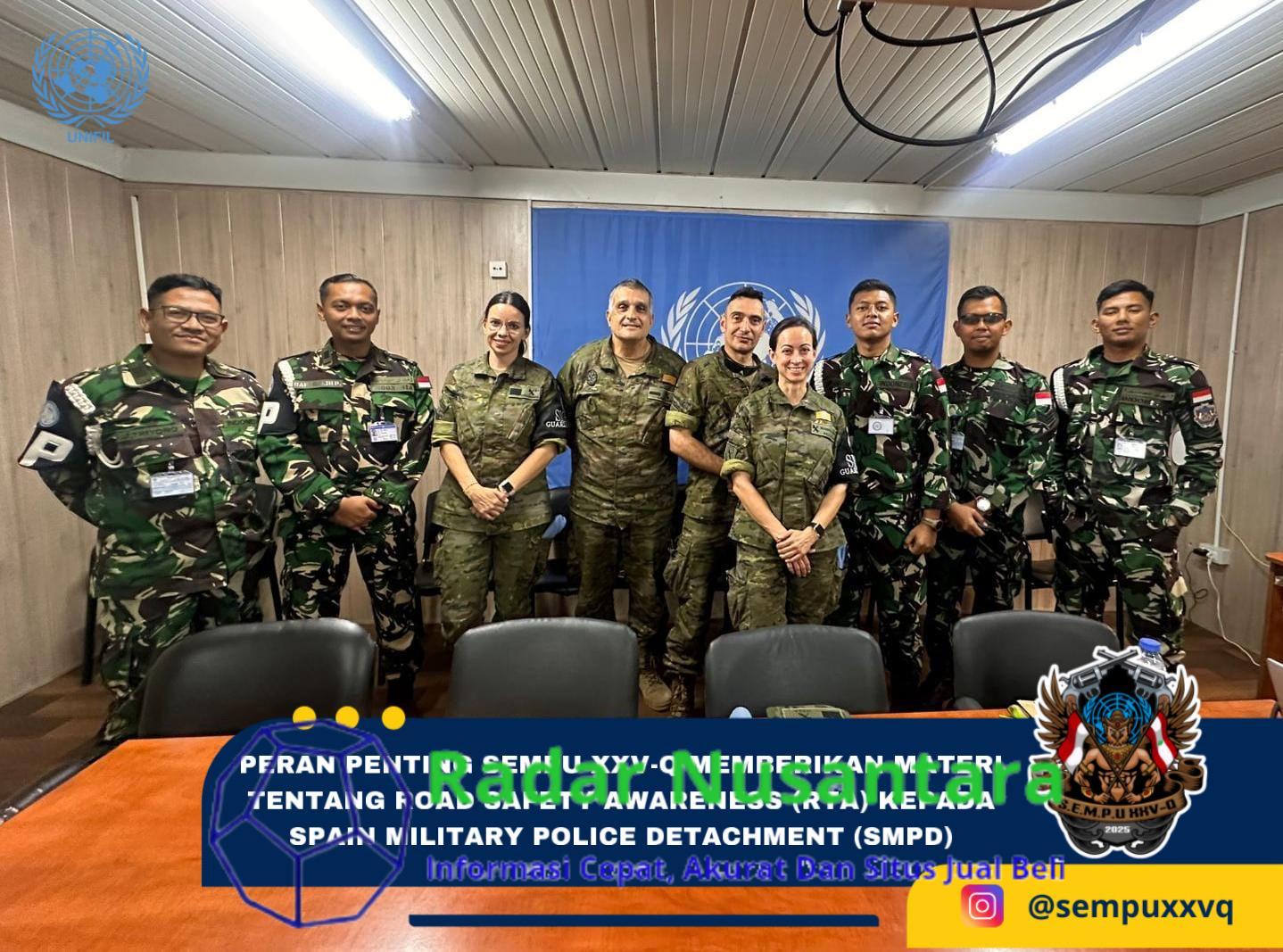 Peran Penting Sempu XXV-Q Berikan Materi Tentang Road Safety Awereness (RTA) Kepada Spain Military Police Detachment (SMPD)