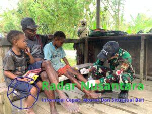 Satgas Yonif 131/Brajasakti Gelar Pelayanan Kesehatan Gratis di Kampung Pikere Perbatasan Papua
