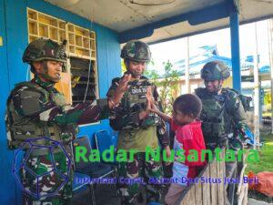 Rasa Asih Satgas Yonif 521/DY Binter Terbatas di Kabupaten Mamberamo Tengah, Papua Pegunungan