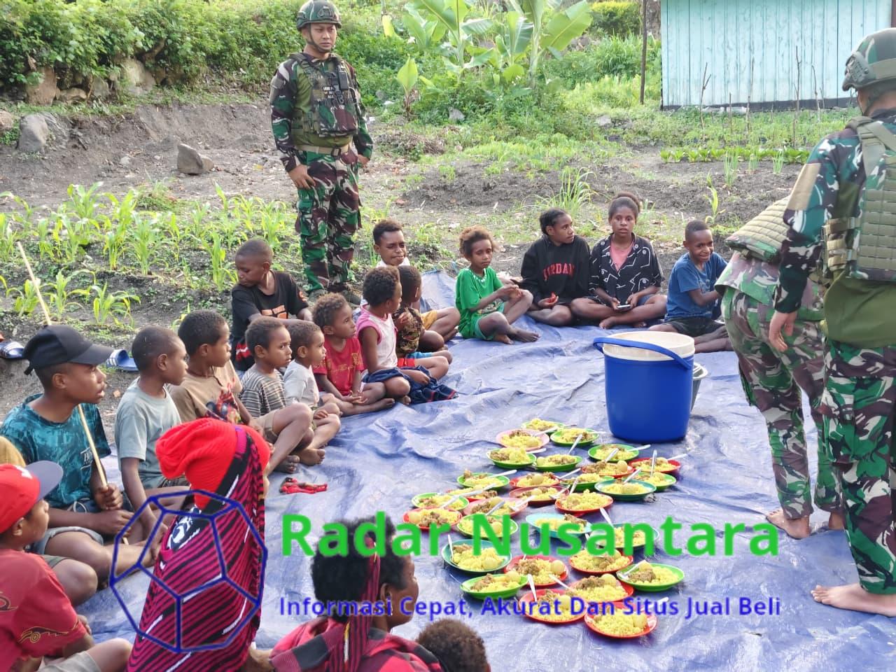 Gaya Hidup Sehat Satgas Yonif 521/DY Gelar Makan Bersama Di Distrik Kurima