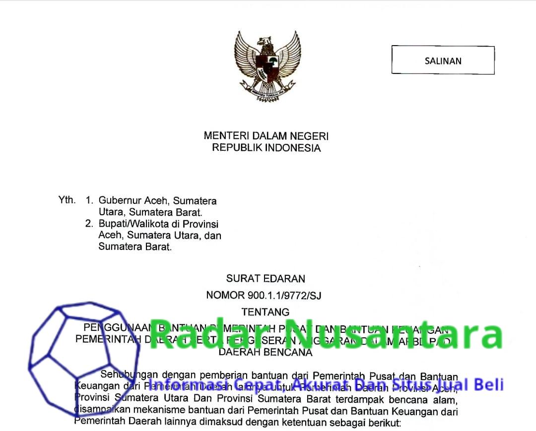 Mendagri Terbitkan SE Penggunaan Bantuan Keuangan dan Pergeseran Anggaran pada Daerah Bencana