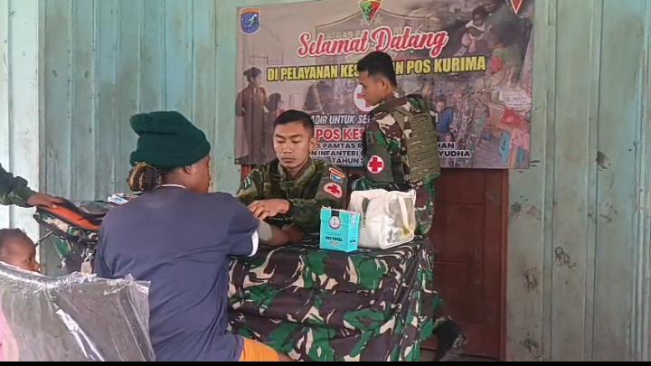 "Torang Sehat Kampung Kuat" Satgas Yonif 645/GTY Pos Kurima Melaksanakan Pelayanan kesehatan Gratis 1 x 24 Jam